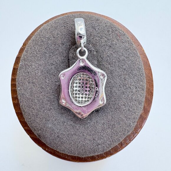 VTG Solid Sterling Silver 925 White Crystal Pavé Set Pendant Size 1" Length - Picture 4 of 11